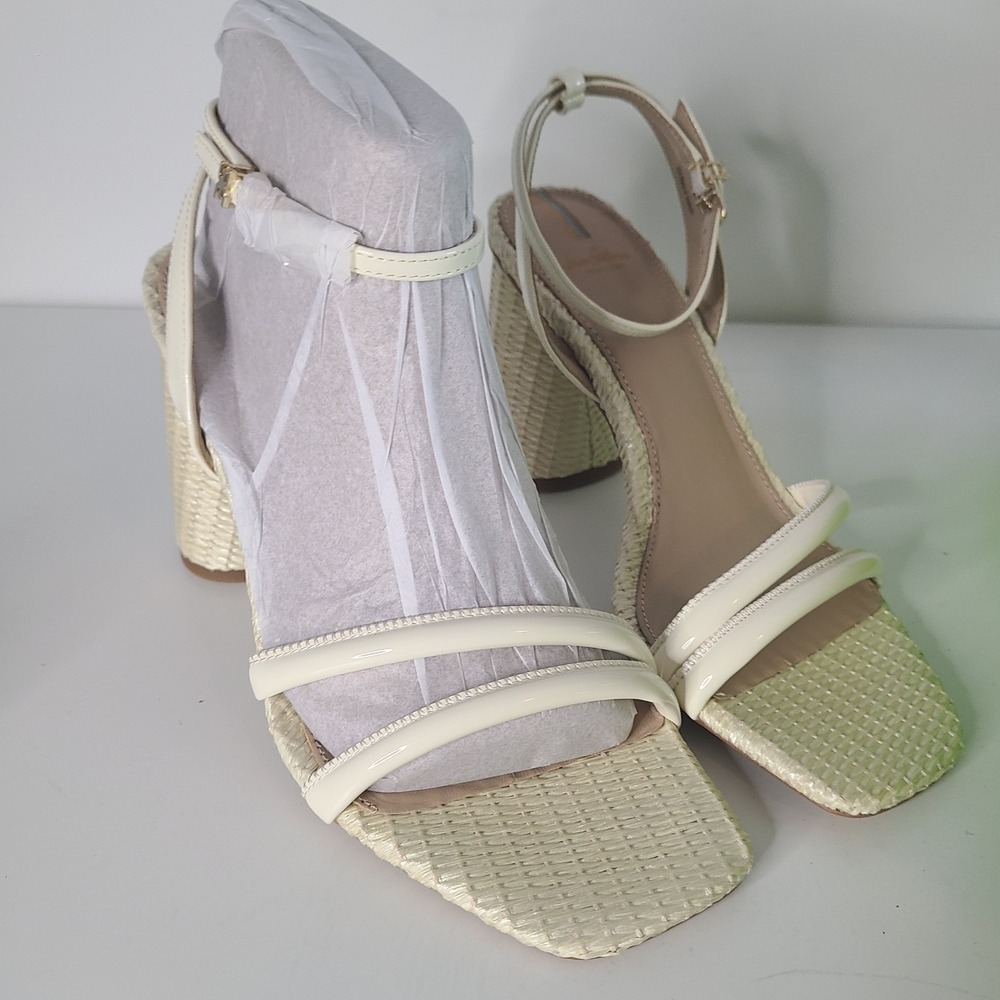 Sam Edelman Cream Woven Block Heel Sandals